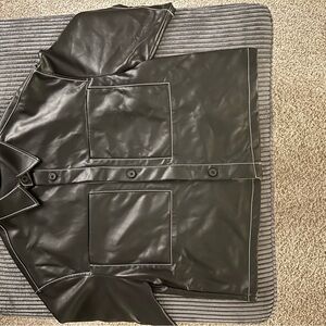 Men’s Zara Black Faux Leather Shirt Jacket